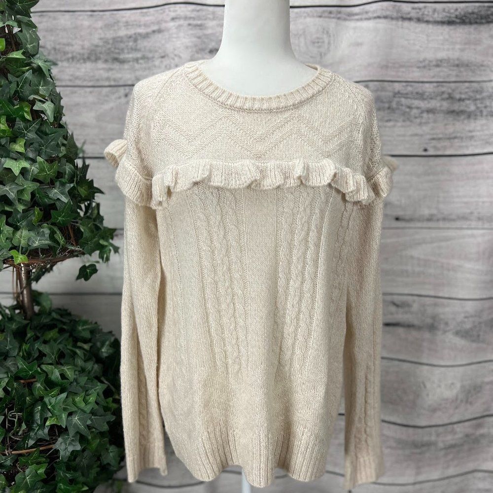 NWT Ivanka Trump Cream Ruffled Sweater ✨